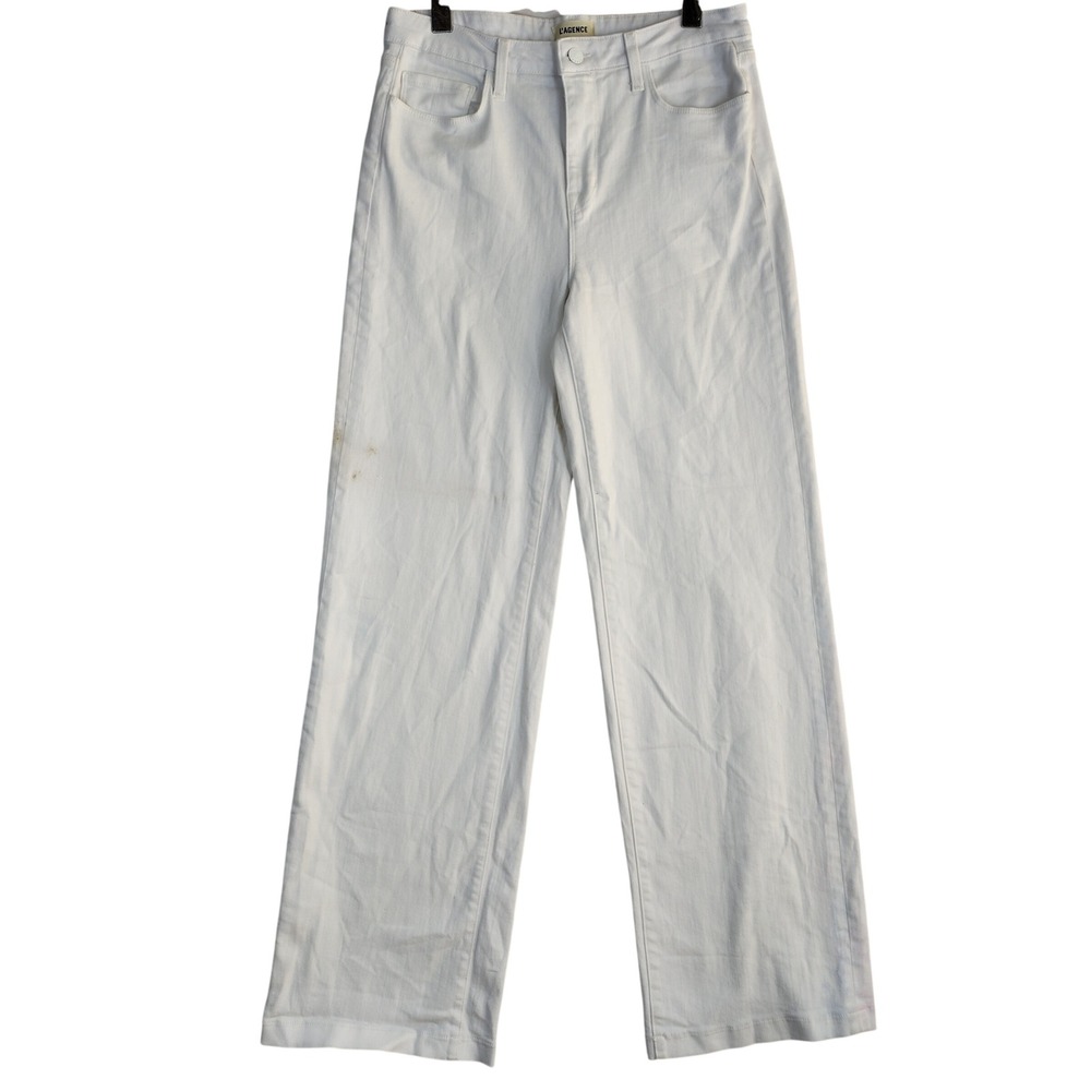 L'AGENCE White High Rise Wide Leg Stretch Jeans Size 30 Made in USA